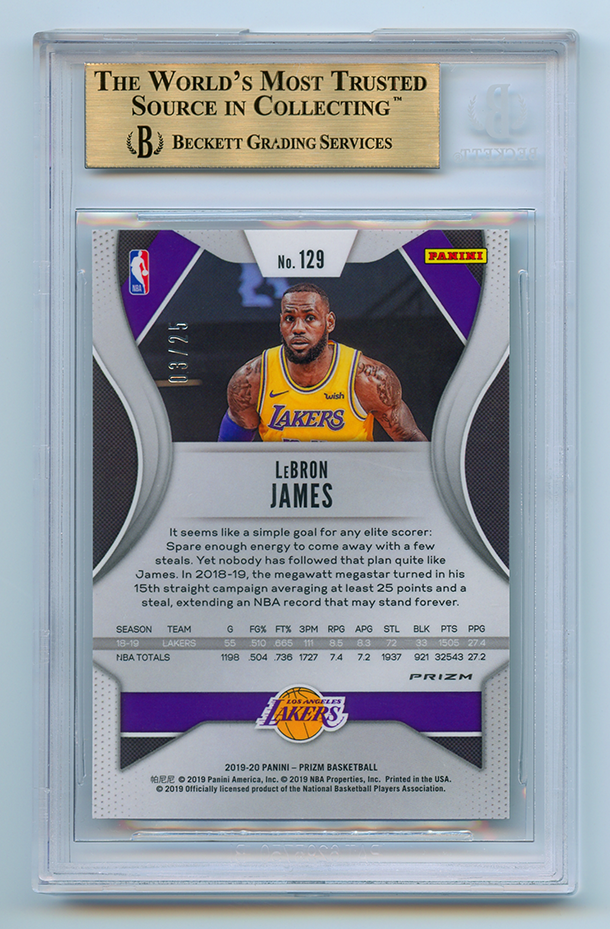 2019-20 PANINI PRIZM GREEN SHIMMER LEBRON JAMES /25 BGS 9.5 GEM
