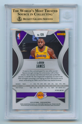2019-20 PANINI PRIZM GREEN SHIMMER LEBRON JAMES /25 BGS 9.5 GEM