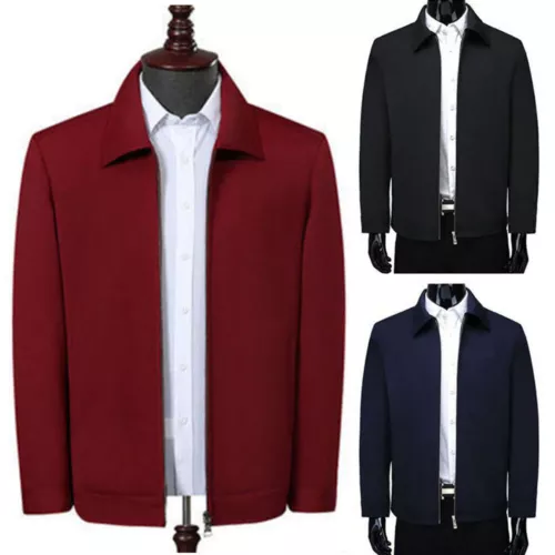 Men Turn-down Collar Coat Jackets Tops Business Autumn Spring Zipper Outwear - Bild 4 von 21