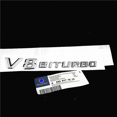 2×Chrome Side Fender Sticker Emblem Badge #V8 BITURBO 