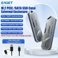 EAGET M.2 NVMESATA Dual Protocol Enclosure USB3.2/Type-C Adapter 10Gbps SSD Case