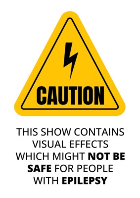 Vorsicht Show enthält visuelle Effekte Epilepsie Warnschild Aufkleber Sticker Hinweis