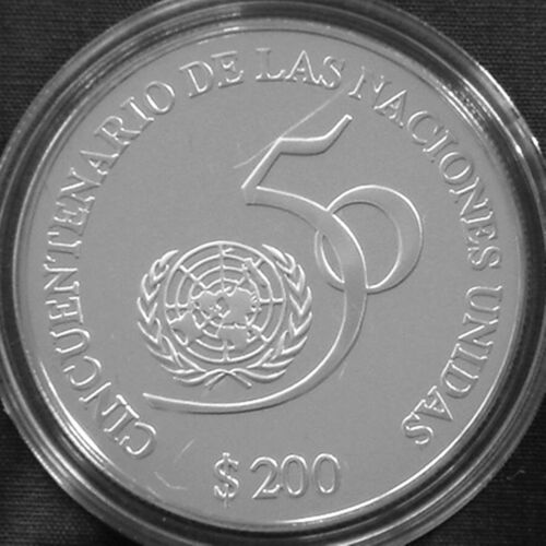Uruguay 200$ Silver Proof 1995 United Nations 50th Anniversary KM#116 .925Ag