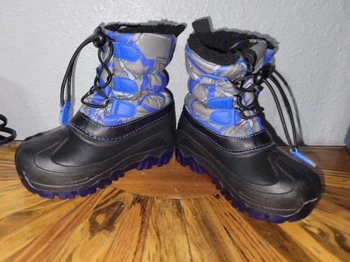 Members Mark Boys Snow Boots Winter Blue Black Warm Lining Adjustable Closure - Picture 6 of 6