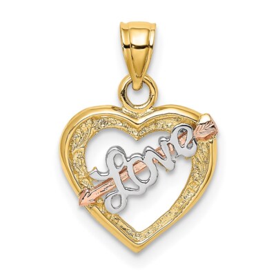 14k Gelb- und Rotgold Weiß Liebe Herz Pfeil Charm Anhänger Geschenk für sie