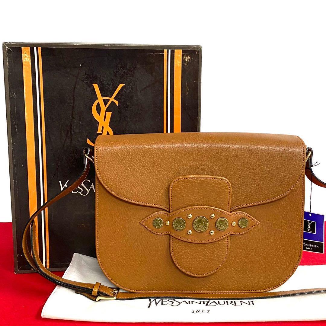 Borsa a tracolla VINTAGE YSL YVES SAINT LAURENT in pelle marrone dal Giappone