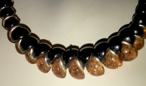 Adjustable Art Deco Necklace, Glass & Plastic Beads with Old C Clasp- 16" Long - Picture 5 of 7
