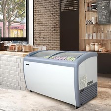 12.7 Cu.ft Commercial Ice Cream Display Case, Mobile Glass Top Chest Freezer