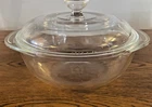 Pyrex 022 Clear Glass 1-quart Casserole Dish with A Dome Lid. Vintage USA