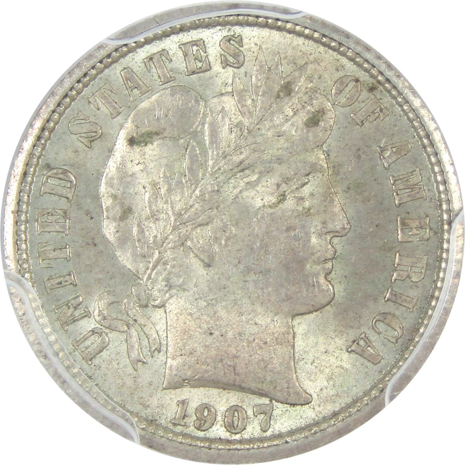 1907 Barber Dime MS 63 PCGS CAC Silver 10c Coin SKU:I15290 - Image 3 of 4