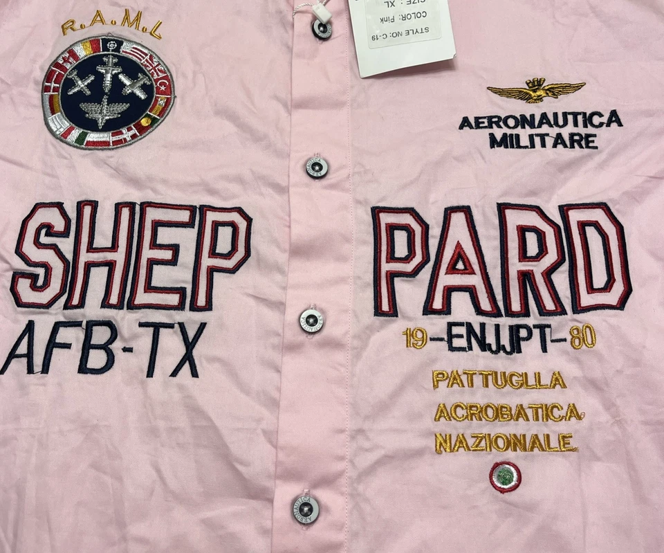 Aeronautica Militare Pink Short Sleeve Button Up Shirt XL (SEE MEASUREMENTS) - Image 3 of 4