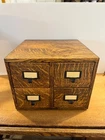 Vintage 4 Drawer Oak Office 4” x 6” Index Card Catalog File Cabinet Library