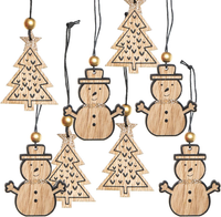 8 HolzanhäNger Weihnachten, Weihnachtsdekoration Set Zum AufhäNgen, Schneemann &