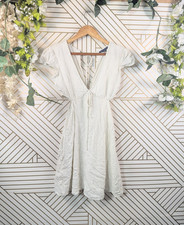 AMERICAN EAGLE Women's Mini Dress Dotted White Black Cut Outs Size XS SHORT