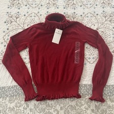 VTG polo Ralph Lauren girls lightweight sweater ruffled turtleneck red size 6-7