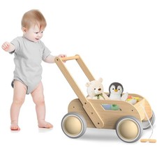Wooden Baby Walker, Push and Pull Learning Walking Toys for Babies Infants to...