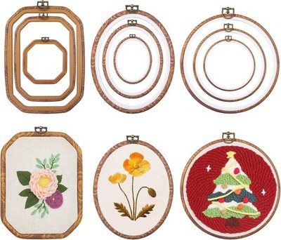 Embroidery&Cross Stitch Frames for Display,9Pcs Circle/Oval/Rectangle/Octagonal 