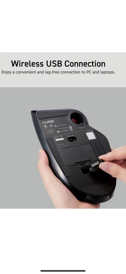 ELECOM HUGE Trackball, 2.4GHz Wireless USB, Index Finger Control - Image 2 of 4