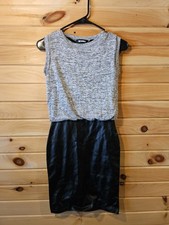 Missguided Black & Grey Color Block Fitted Dress Size 1 US