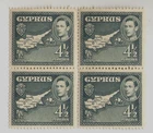 Cyprus KGVI MNH Grey 41/2  Piastres Block of 4