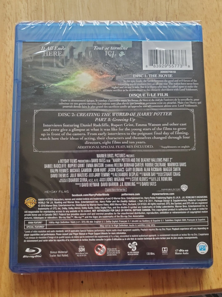 Harry Potter and the Deathly Hallows Part 2 Blu-Ray Brand New Sealed Warner Bros - Image 4 of 4