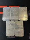 (5) Bar Lot - Vintage 1 Troy Oz .999 Fine Silver National Refiners Bar 5oz Total