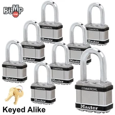 Master Lock Magnum Padlock - (8) Keyed Alike w/BumpStop Technology M5NKALFSTS-8