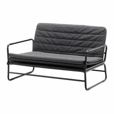 IKEA 2-Seater Convertible Folding Sofa Bed Grey Fabric Black Metal 200x128cm