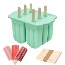 Popsicles Molds, 6 Pieces Silicone Popsicle Molds with 50pcs Wooden Sticks, P...