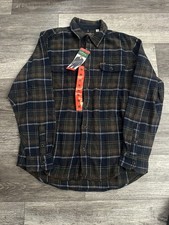 Orvis Men’s Long Sleeve Heavy Weight Flannel Plaid Button Up Shirt Cotton Blue M