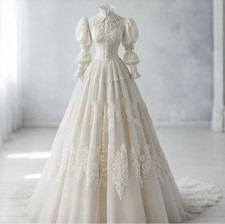 Medieval and Celtic Wedding Dresses with Long Sleeves Lace Fairytale Elven