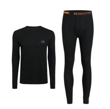 Realtree Men's Thermal Set Black Waffle Long Sleeve Top and Pant - 2XL