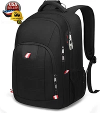 Travel Laptop Backpack, Black Backpack for Men and Women with USB Charging Port