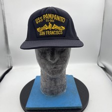USS PAMPANITO SAN FRANCISCO hat vintage blue adjustable cap - Made in USA!