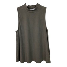 Stateside Women's Size Medium Gray Mock Neck Sleeveless Tank Top USA Made