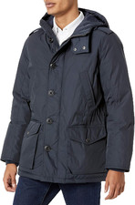 Tommy Hilfiger Men's Poly Twill Full Length Hooded Parka Navy size Medium