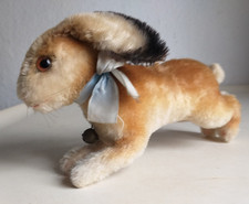 ALTER  HOPPELNDER STEIFF HASE  GROSS  24 cm  KNOPF