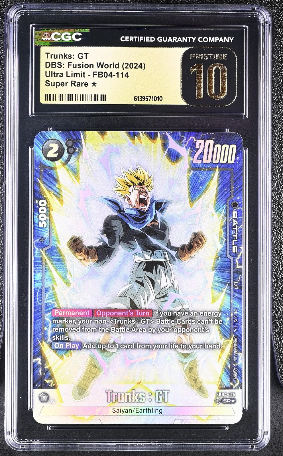 CGC Pristine 10 Trunks GT FB04-114 SR Dragon Ball Super Fusion World view 1