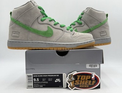 DS New Nike SB Dunk High Silver Box Green Size 9.5 Authentic 2016 Suede OG