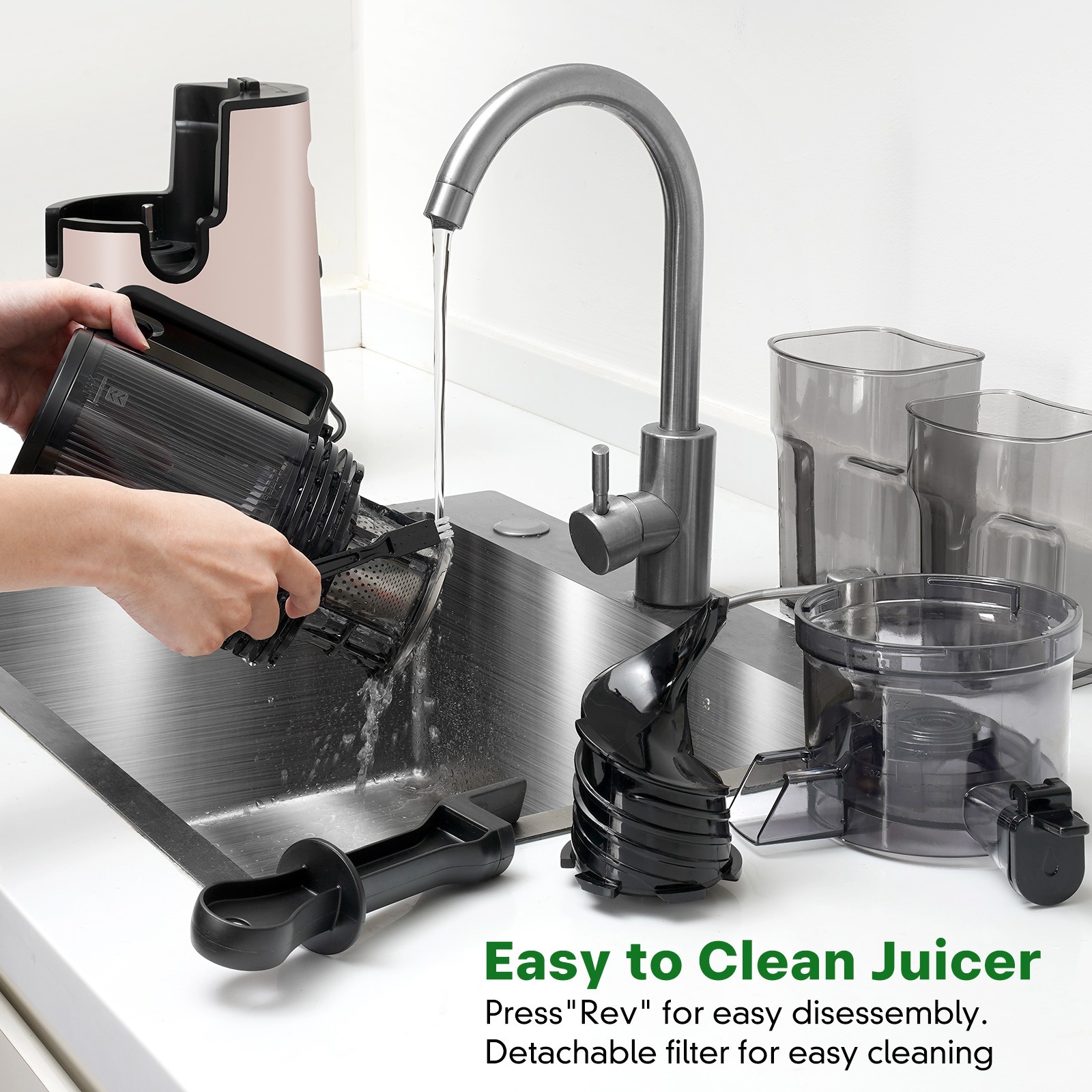 Cold Press Juicer, Amumu Slow Masticating Machines with 5.4" Extra Large Feed