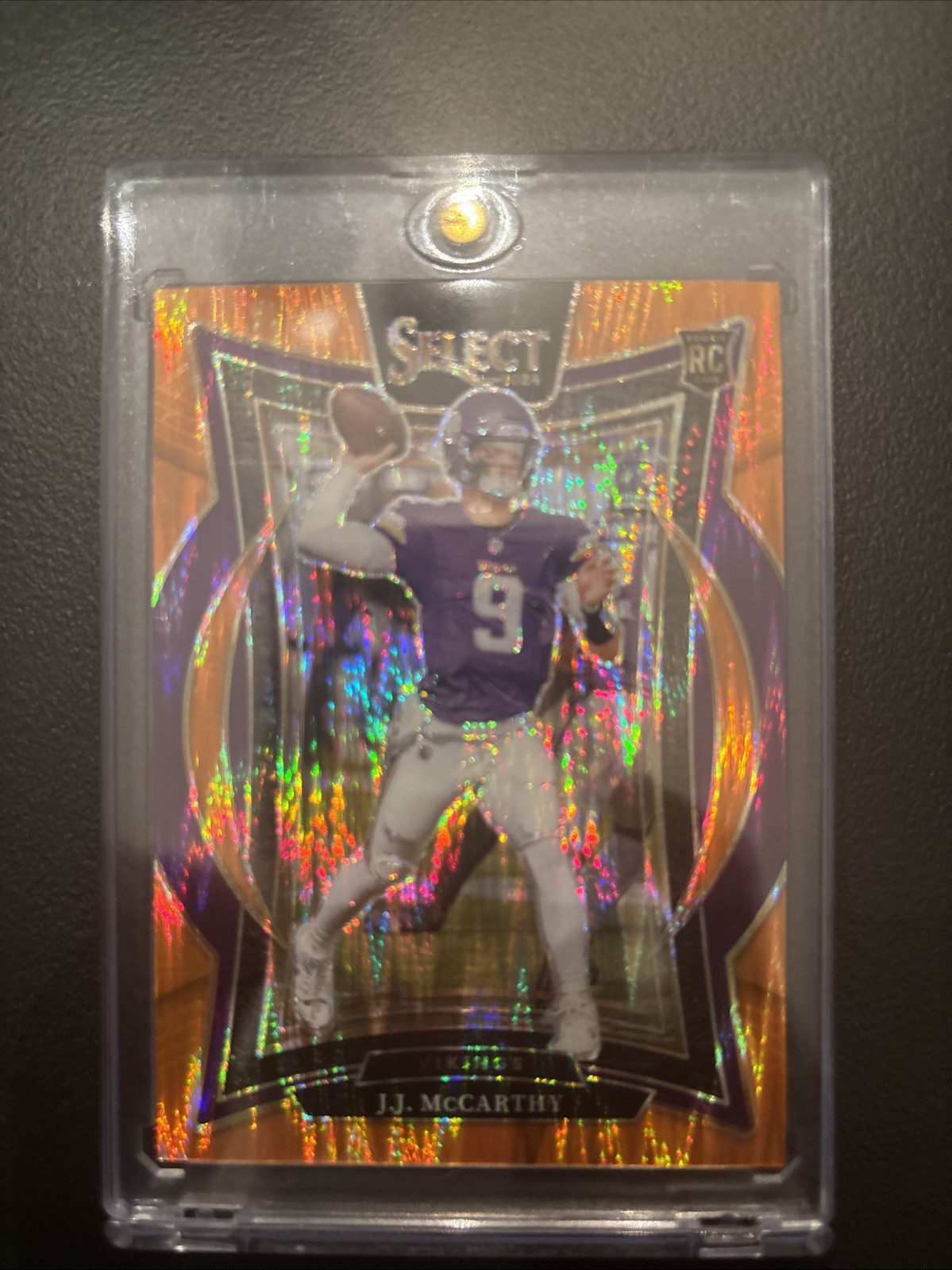 2024 Panini Select - Concourse J.J. McCarthy #24 Orange Shock Prizm /499 (RC)