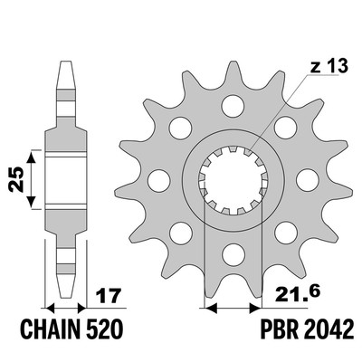 HONDA INTEGRA DCT 750 2014-2019 vorne ritzel PBR Tonhöhe 520 17 Zähne