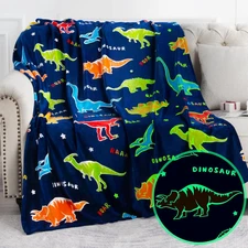 60"X80" Dinosaur Toys Gifts for Boys Girls - Glow in the Dark Dino Blanket NEW