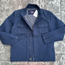 NEW UNTUCKit Men's Medium Bollinger Quilted Jacket Shacket Navy Blue Button Zip