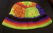 Handmade Granny Square Crochet Bucket Hat 10.5 inches