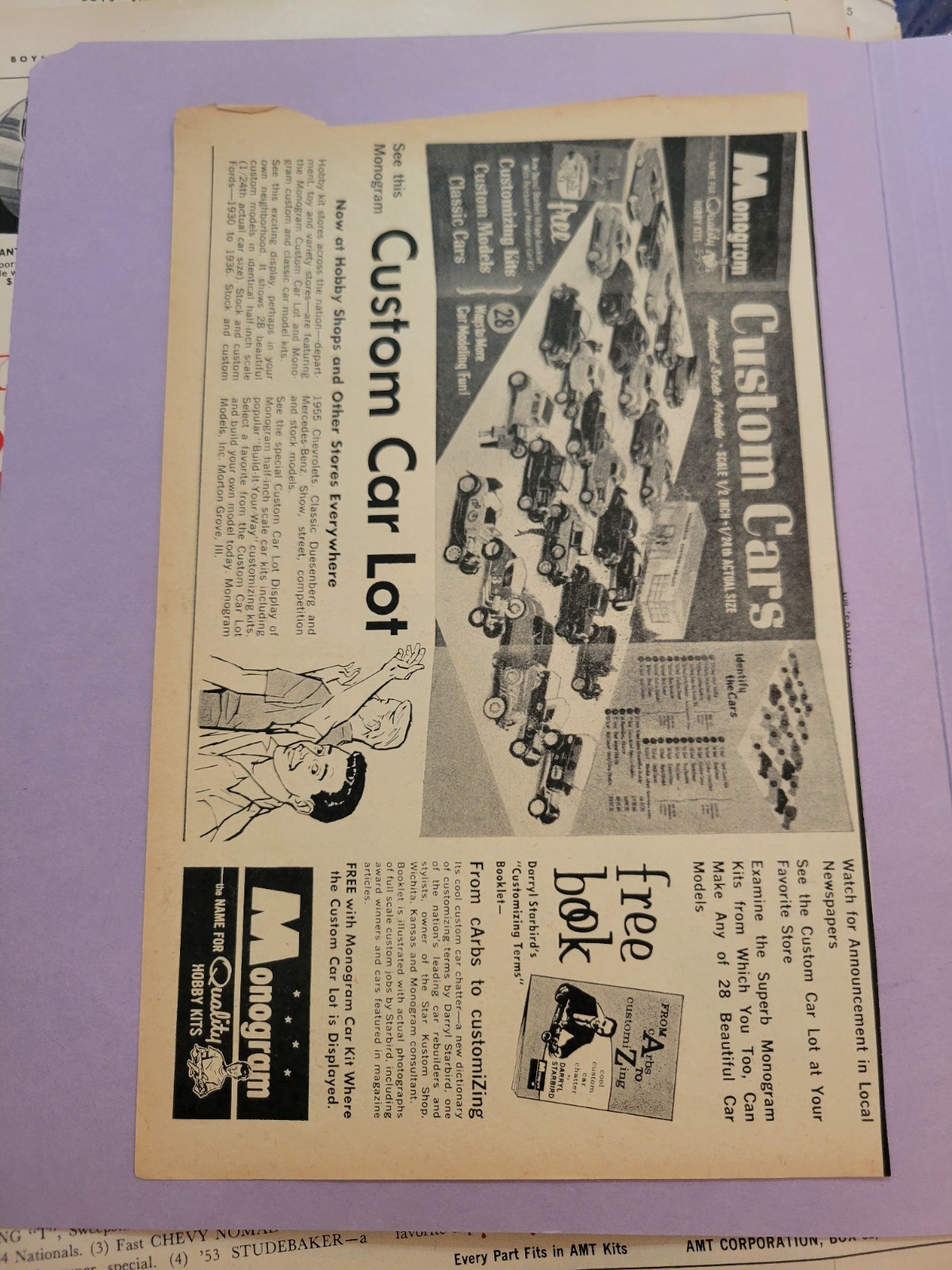 Monogram Model Car Ad. Vintage