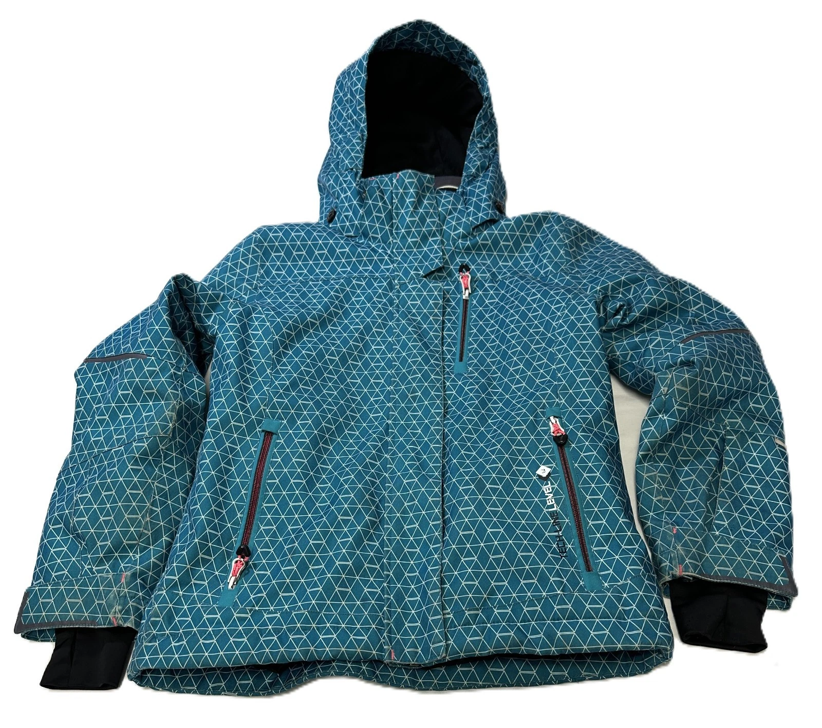 Killtec Level 3 Youth Ski Jacket Teal Geometric Pattern Pink Accents Size 10