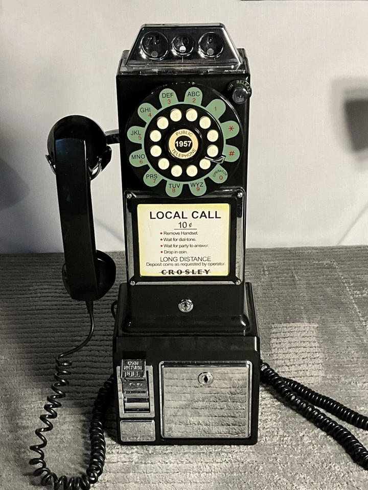 Teléfono Público Crosley Años 50 (CR56) Antiguo Estilo Giratorio Pulsador CON Llave Foto 2 de 4