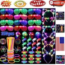 150-Piece Neon Glow Party Supplies Kit for All Ages