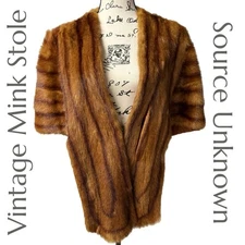 Vintage- Elegant Brown Fur Stole Capelet - Unknown Source - Unique